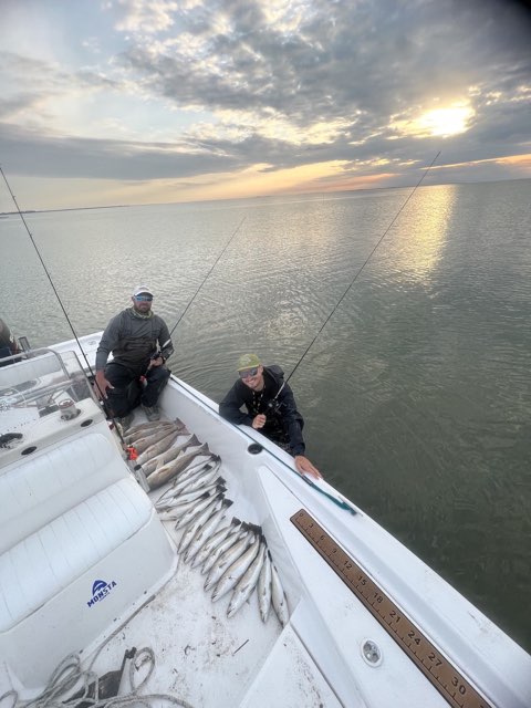 Heading in at sunrise with the catch on deck